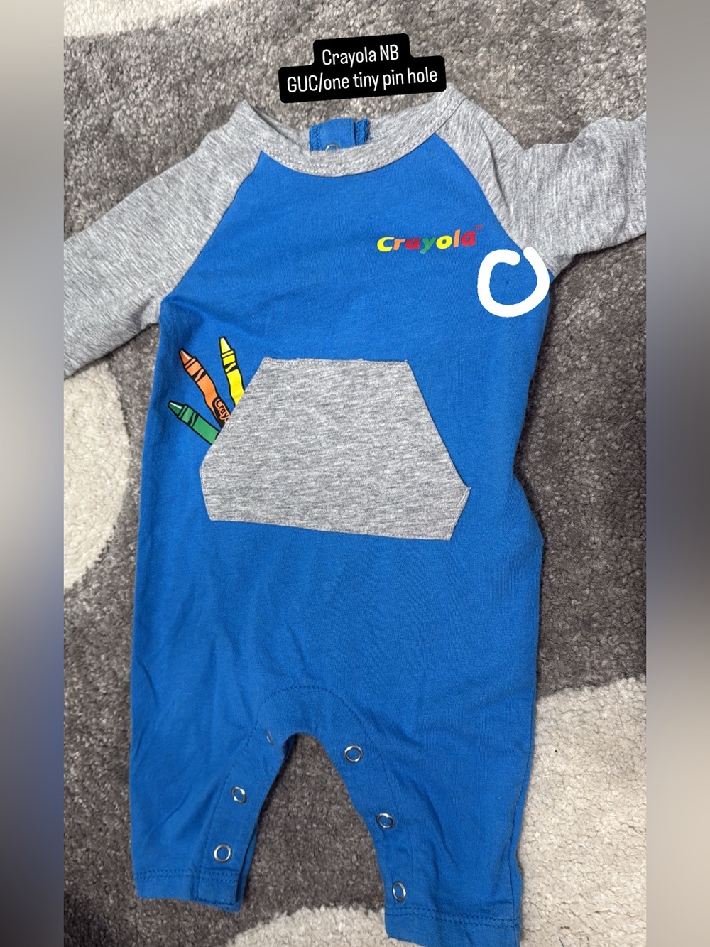 Crayola Blue & Gray Footed One-Piece with Crayon Graphic